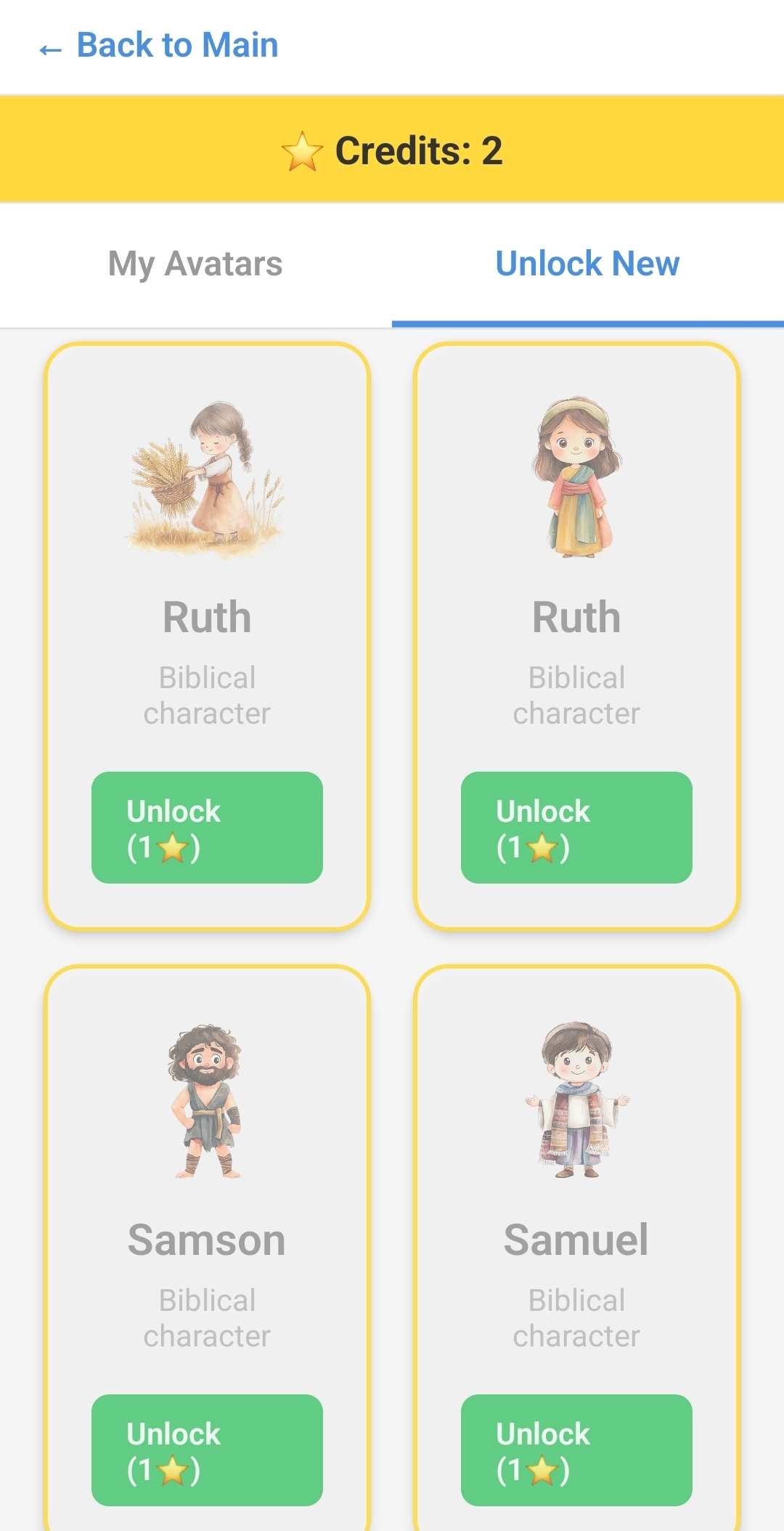 Faith Focus Friend avatar selection