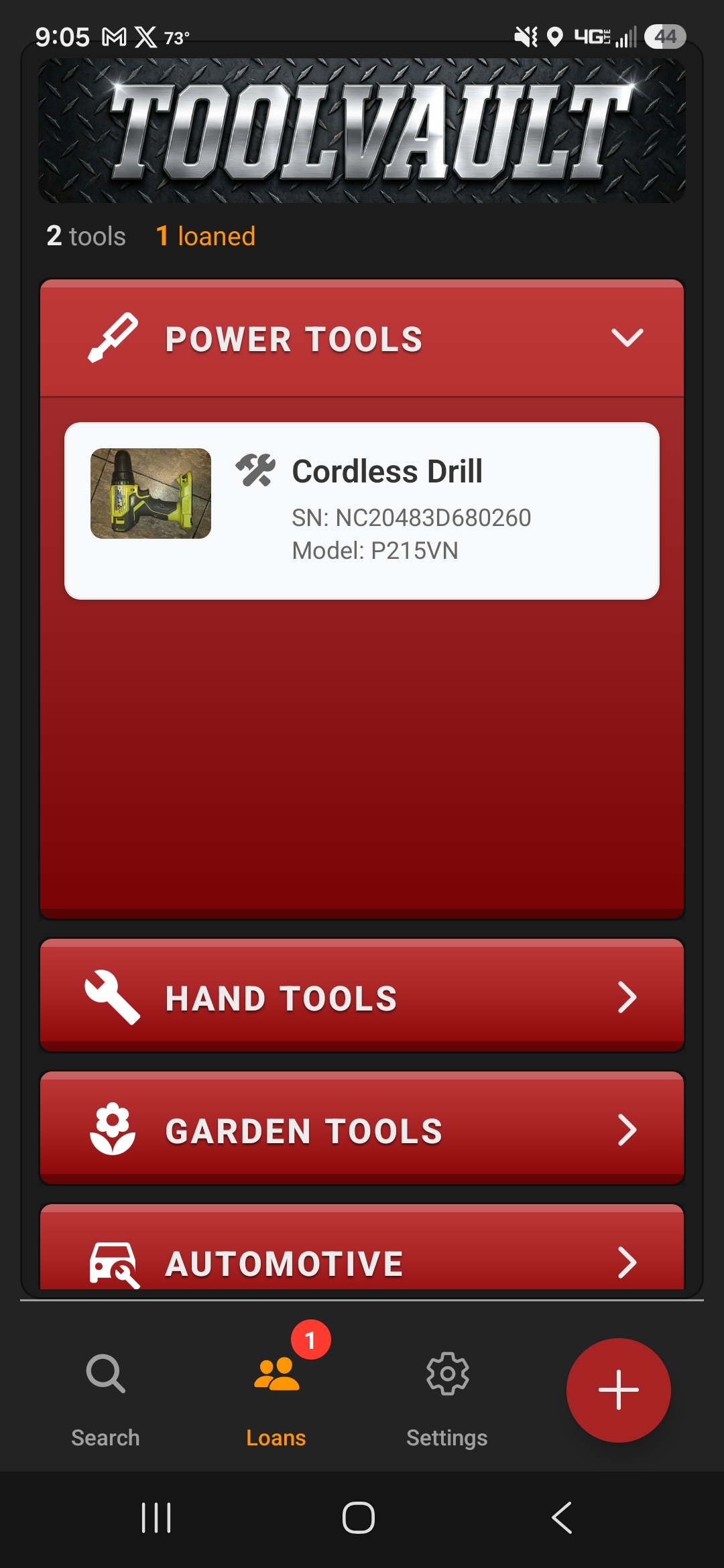 ToolVault inventory list